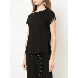 Cinq A Sept Eve Scalloped Tee Black Size XS